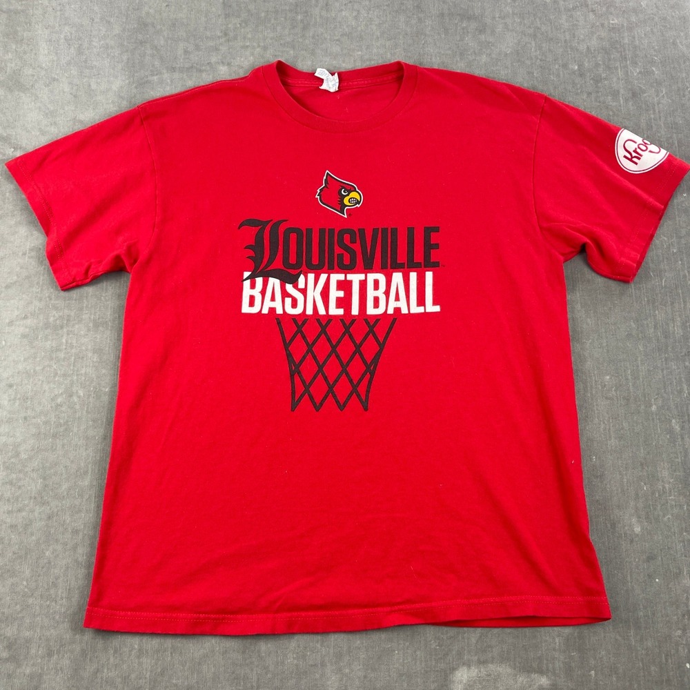 Louisville Basketball Delta Men Large Red T-Shirt Graphic Tee 3387